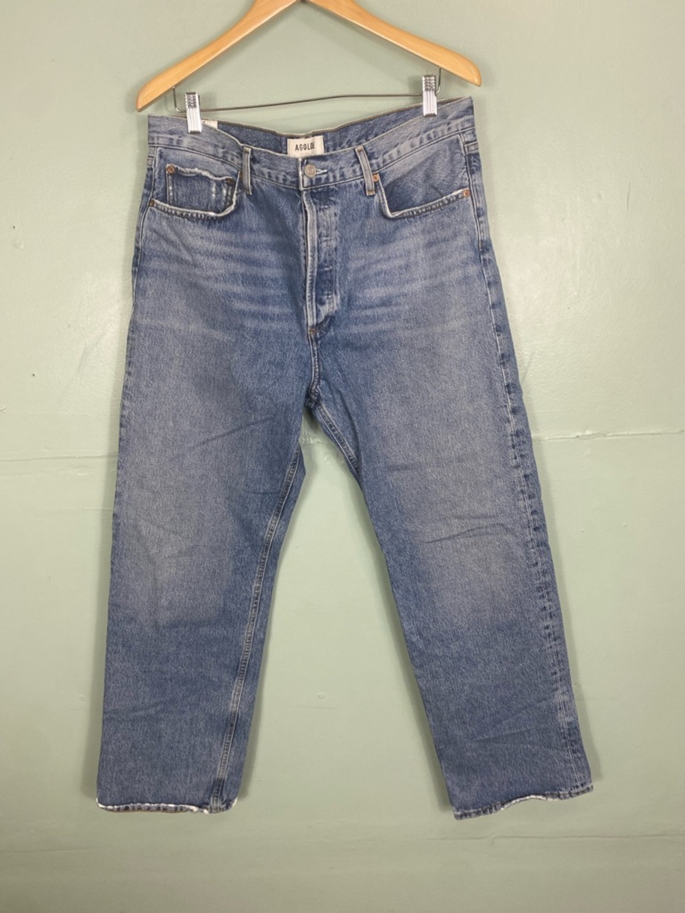 Agolde Fran Low Slung Easy Straight Invention Blue Jeans Denim Sz 31 Boyfriend - Picture 2 of 6